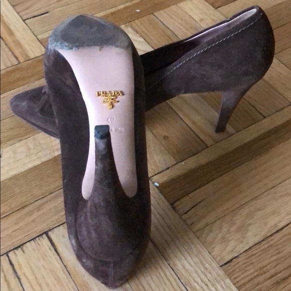 Prada Brown Suede Heels - Picture 3 of 4